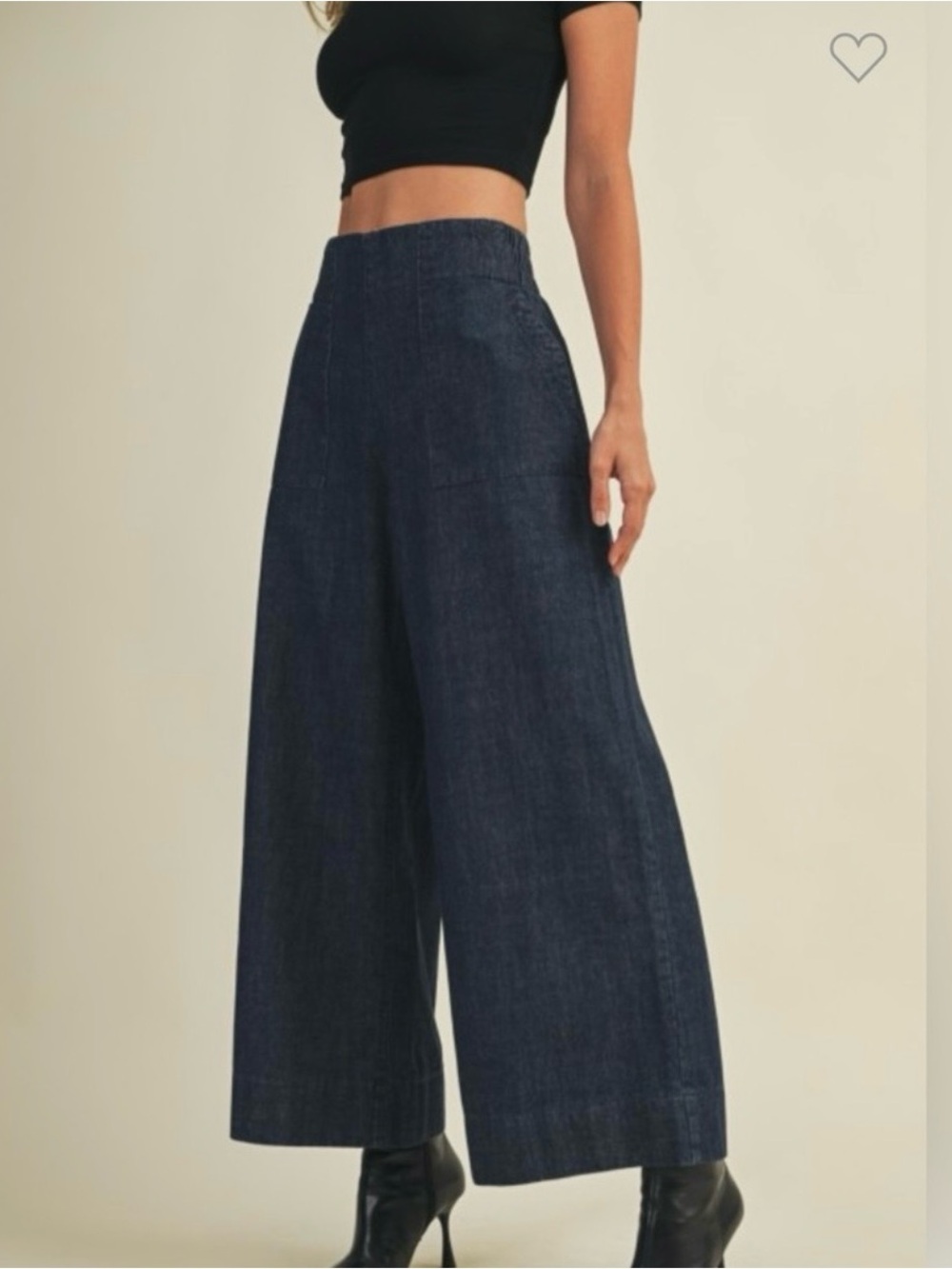 NWT Mustard Seed High rise denim dark wash palazzo pants sz s - Picture 2 of 14